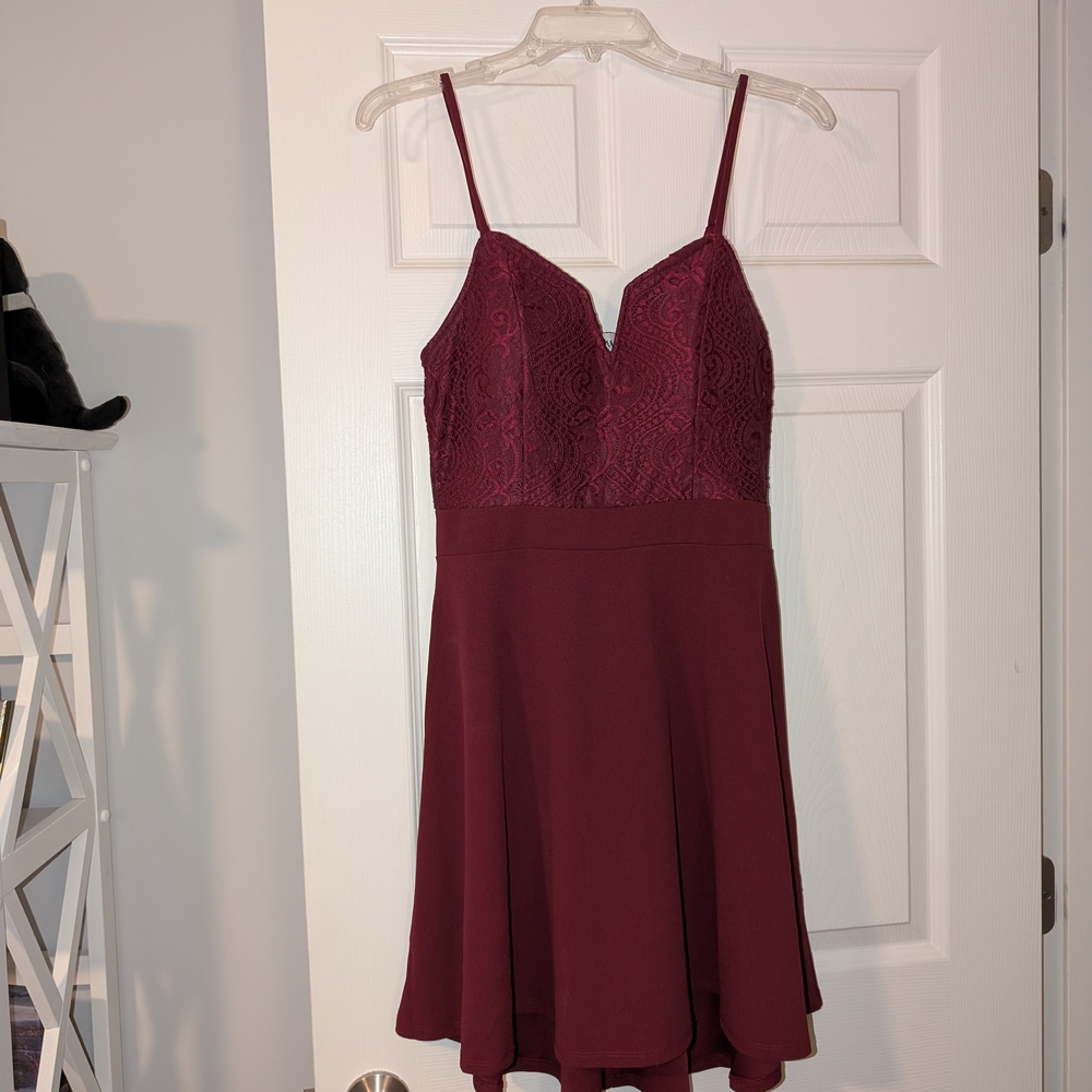 Almost Famous Burgundy Lace Dress